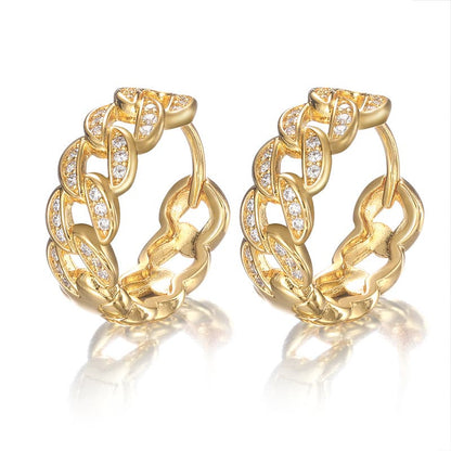 Cuban-Inspired Diamond-Set Hoop Earrings