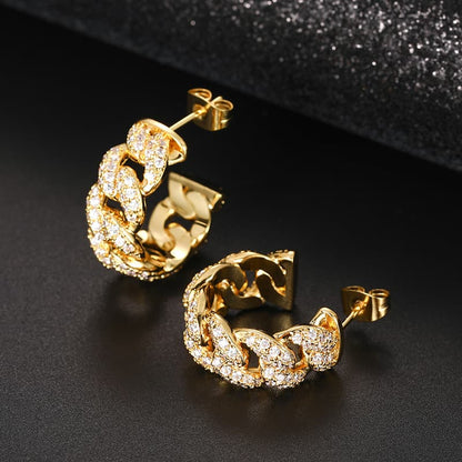 Cuban-Inspired Diamond Ear Studs | VVS High Carbon Stones