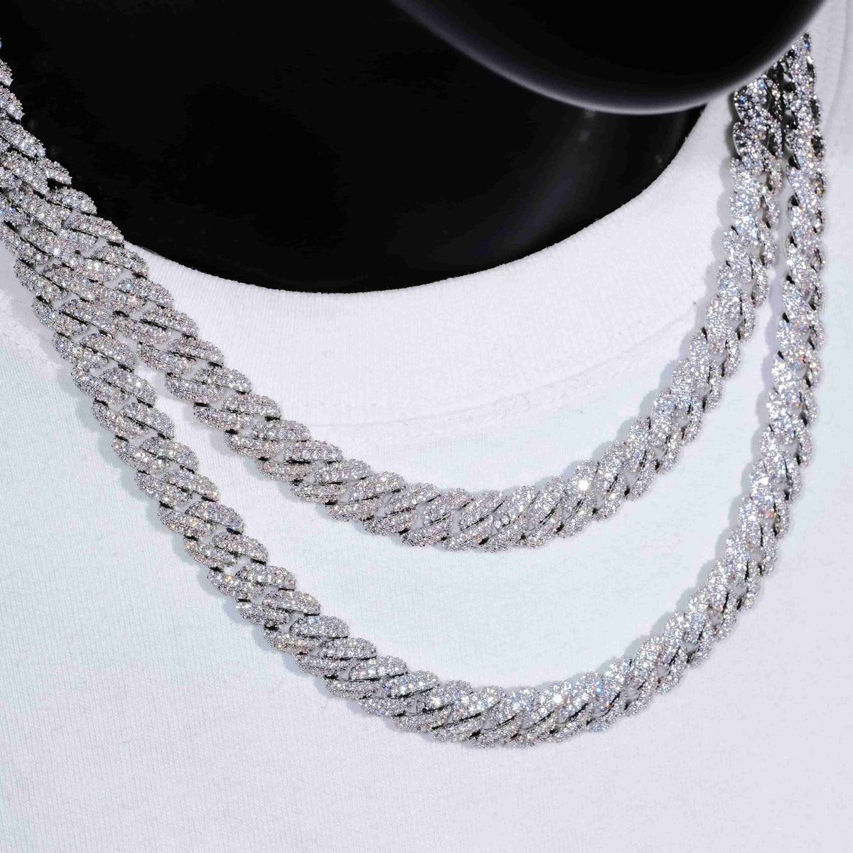 Cuban Link Chain in White Gold/18K Gold - 10mm