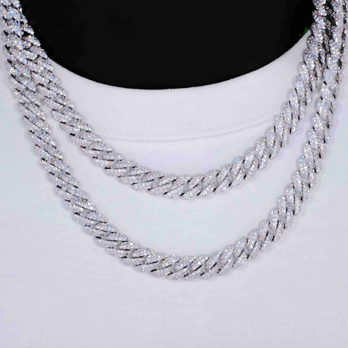 Cuban Link Chain in White Gold/18K Gold - 10mm