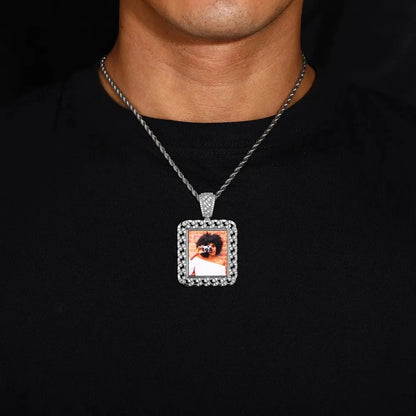 Cuban Memory Photo Frame Square Pendant - 38mm