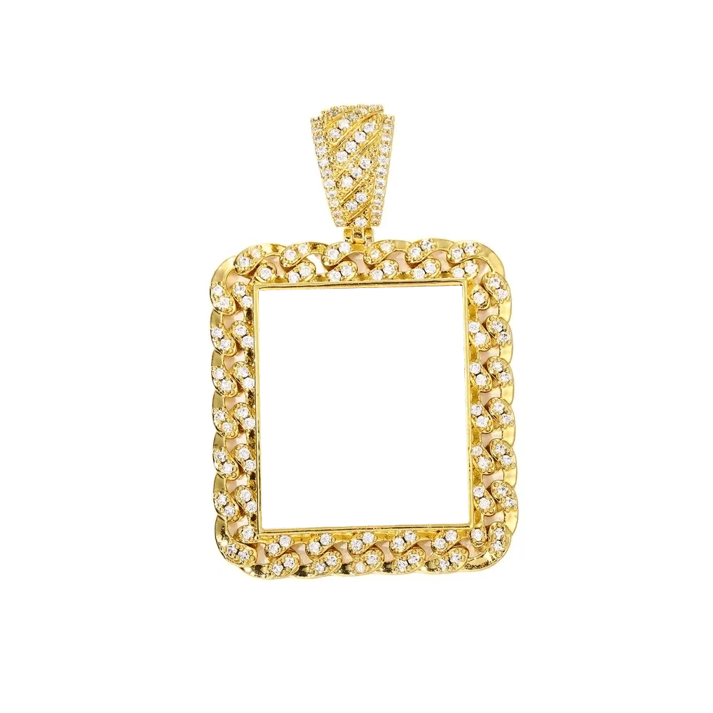 Cuban Memory Photo Frame Square Pendant - 38mm