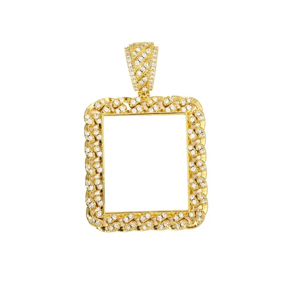Cuban Memory Photo Frame Square Pendant - 38mm