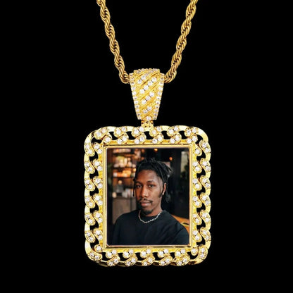 Cuban Memory Photo Frame Square Pendant - 38mm
