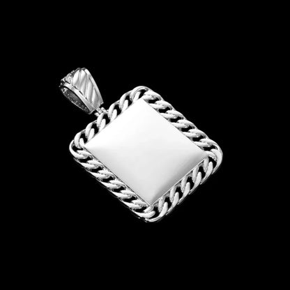 Cuban Memory Photo Frame Square Pendant - 38mm