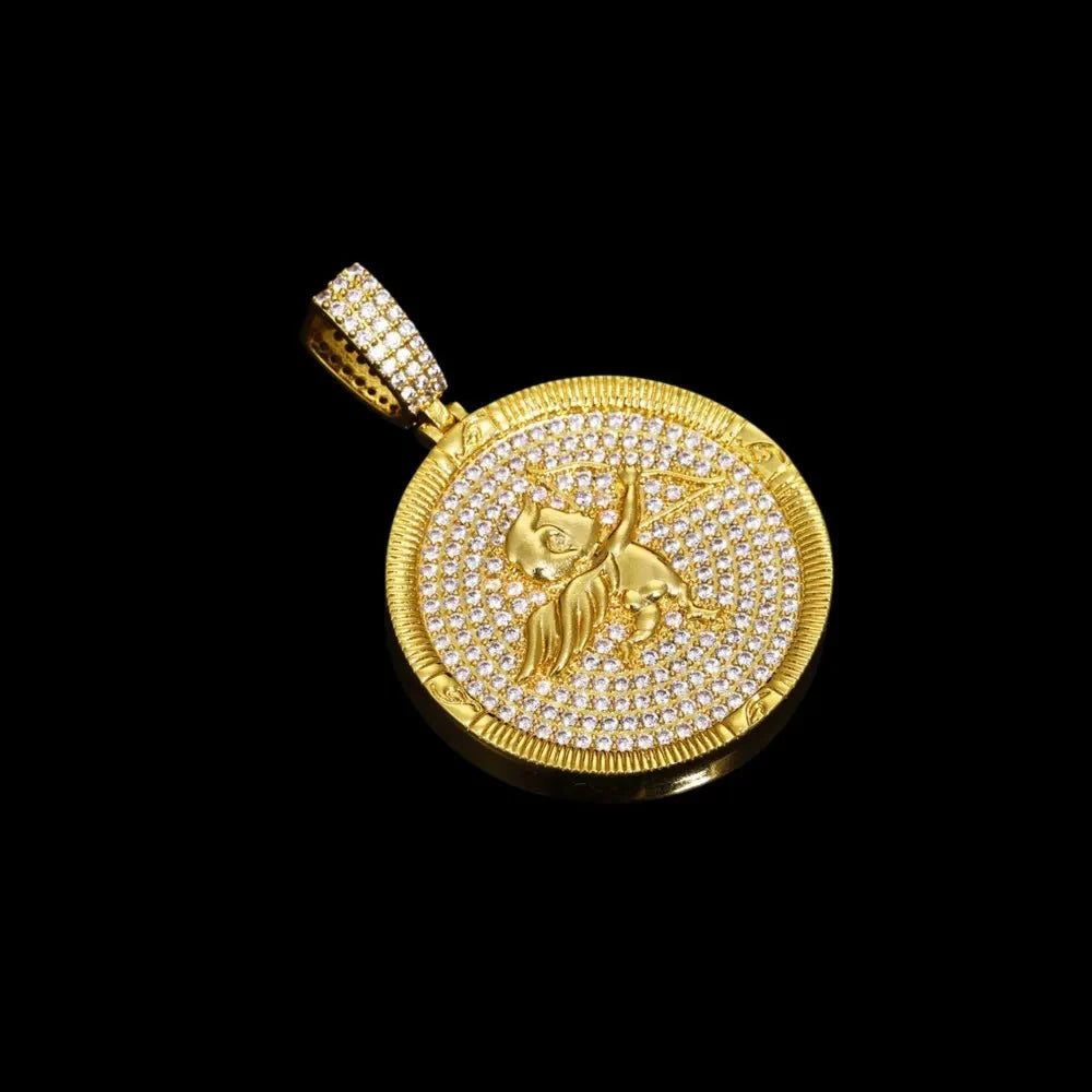 Cupid Round Solid Custom Photo Pendant - 38mm