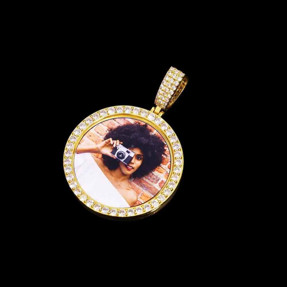 Cupid Round Solid Custom Photo Pendant - 38mm