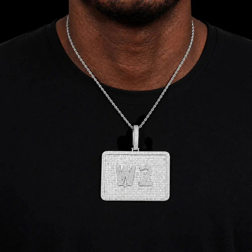 Custom 3D Iced Letter Rectangular Pendant – 76mm