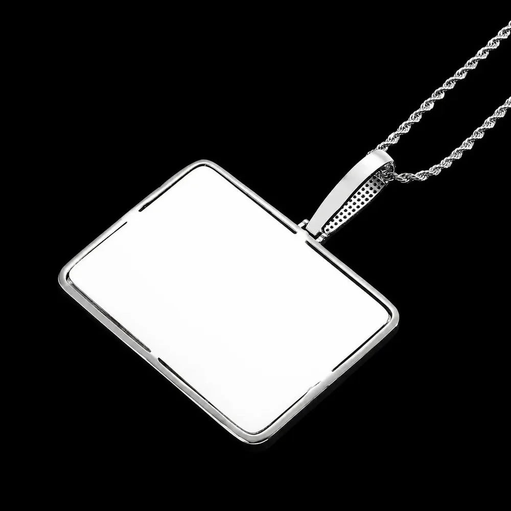Custom 3D Iced Letter Rectangular Pendant – 76mm