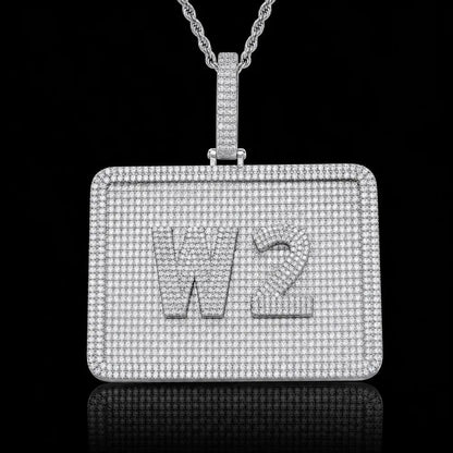 Custom 3D Iced Letter Rectangular Pendant – 76mm