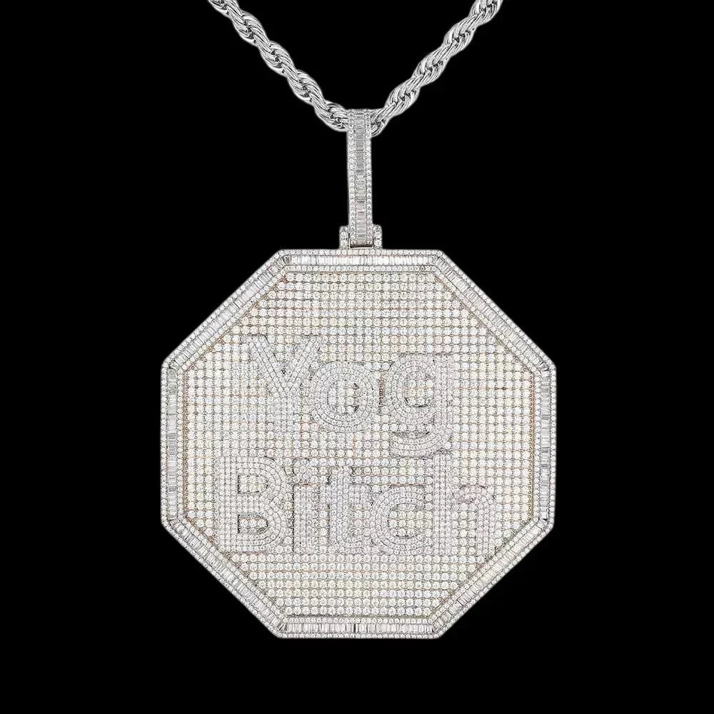Custom 3D Iced-Out Letter Large Octagonal Pendant – 80mm