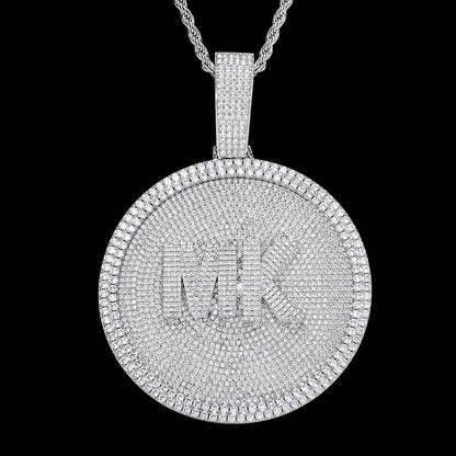 Custom 3D Iced-Out Letter Large Round Pendant – 76mm