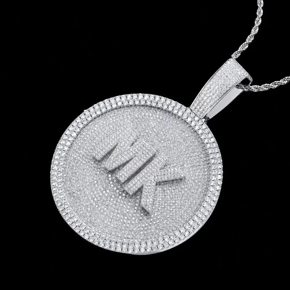 Custom 3D Iced-Out Letter Large Round Pendant – 76mm