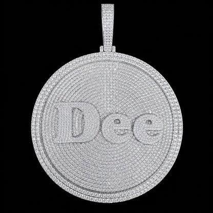 Custom 3D Iced-Out Letter Large Round Pendant – 80mm