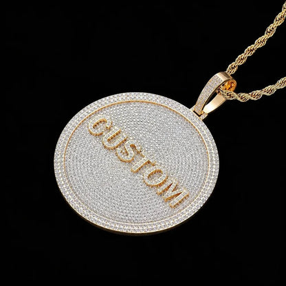 Custom 3D Iced-Out Letter Large Round Pendant – 80mm