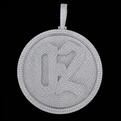 Custom 3D Iced-Out Letter Large Round Pendant – 76mm