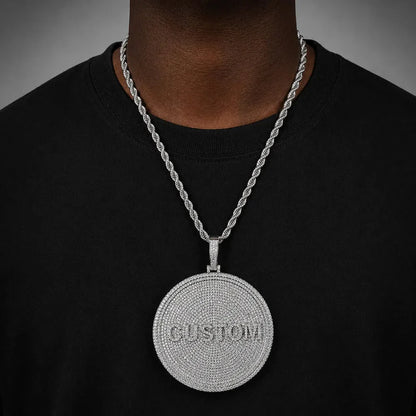 Custom 3D Iced-Out Letter Large Round Pendant – 80mm
