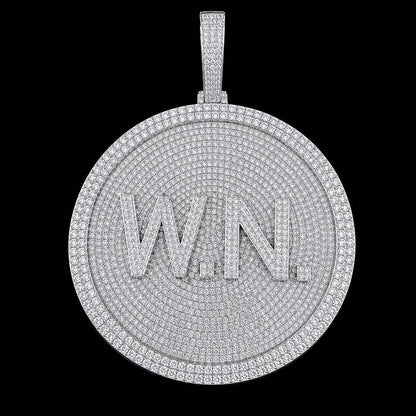 Custom 3D Iced-Out Letter Large Round Pendant – 80mm