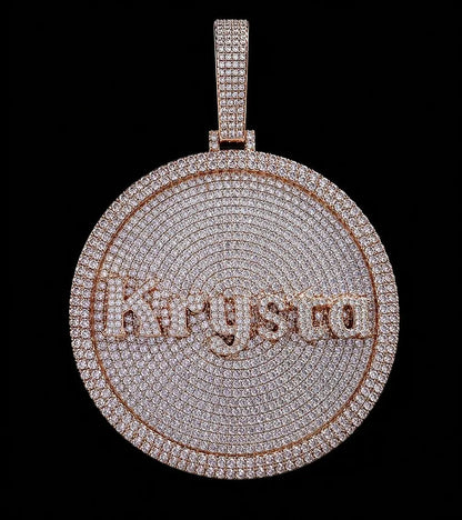Custom 3D Iced-Out Letter Large Round Pendant – 80mm