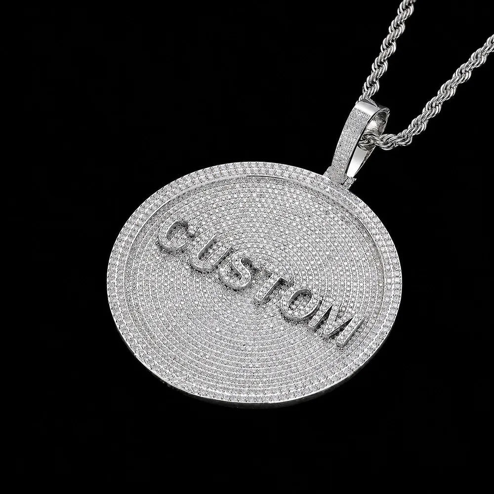 Custom 3D Iced-Out Letter Large Round Pendant – 80mm