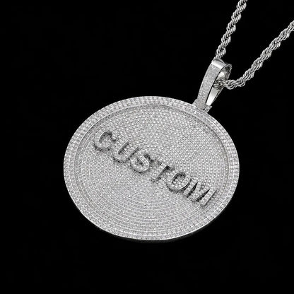 Custom 3D Iced-Out Letter Large Round Pendant – 80mm