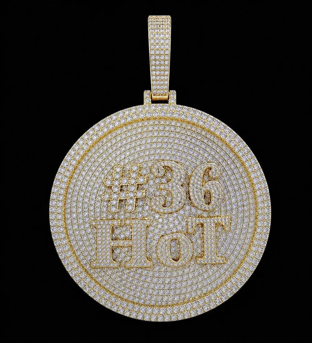 Custom 3D Iced-Out Letter Large Round Pendant – 80mm
