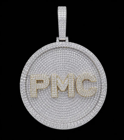 Custom 3D Iced-Out Letter Large Round Pendant – 80mm