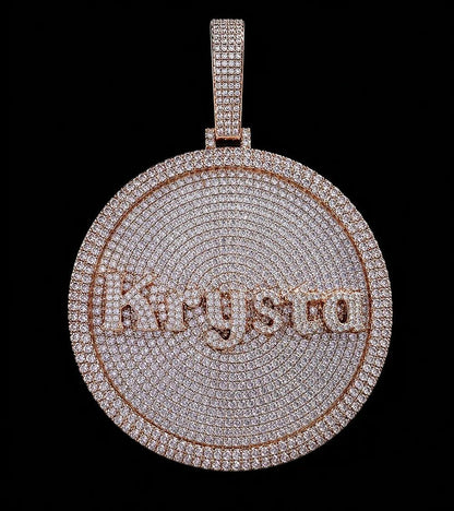 Custom 3D Iced-Out Letter Round Disc Pendant – 60mm