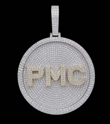 Custom 3D Iced-Out Letter Round Disc Pendant – 60mm
