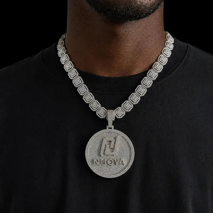 Custom 3D Iced-Out Letter Round Disc Pendant – 60mm