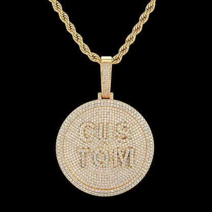 Custom 3D Iced-Out Letter Round Disc Pendant – 60mm
