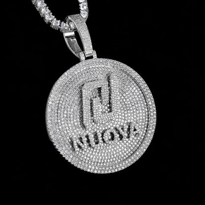 Custom 3D Iced-Out Letter Round Disc Pendant – 60mm