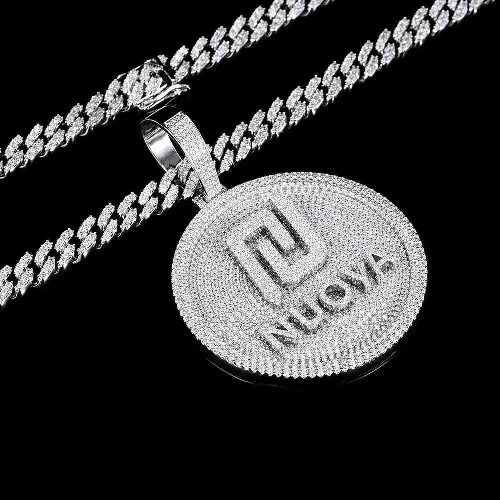 Custom 3D Iced-Out Letter Round Disc Pendant – 60mm