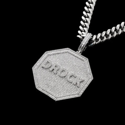 Custom 3D Letter Large Octagonal Iced-Out Pendant - 80mm
