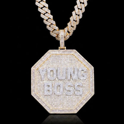 Custom 3D Letter Large Octagonal Iced-Out Pendant - 80mm
