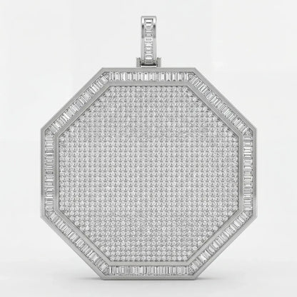 Custom 3D Iced-Out Letter Large Octagonal Pendant – 80mm