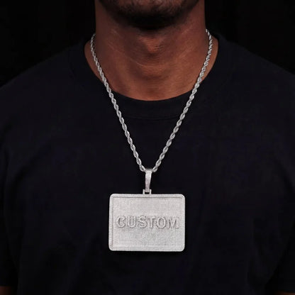 Custom 3D Letter Rectangular Pendant Necklace – 80mm
