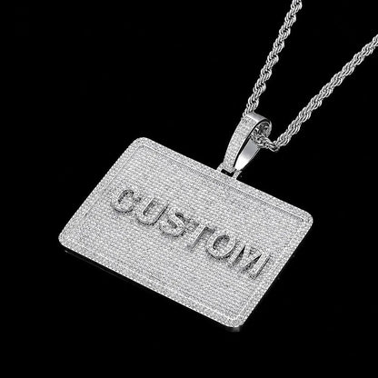 Custom 3D Letter Rectangular Pendant Necklace – 80mm