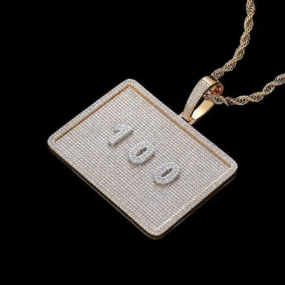 Custom 3D Letter Rectangular Pendant Necklace – 80mm