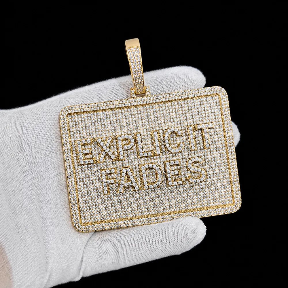 Custom 3D Letter Rectangular Pendant Necklace – 80mm