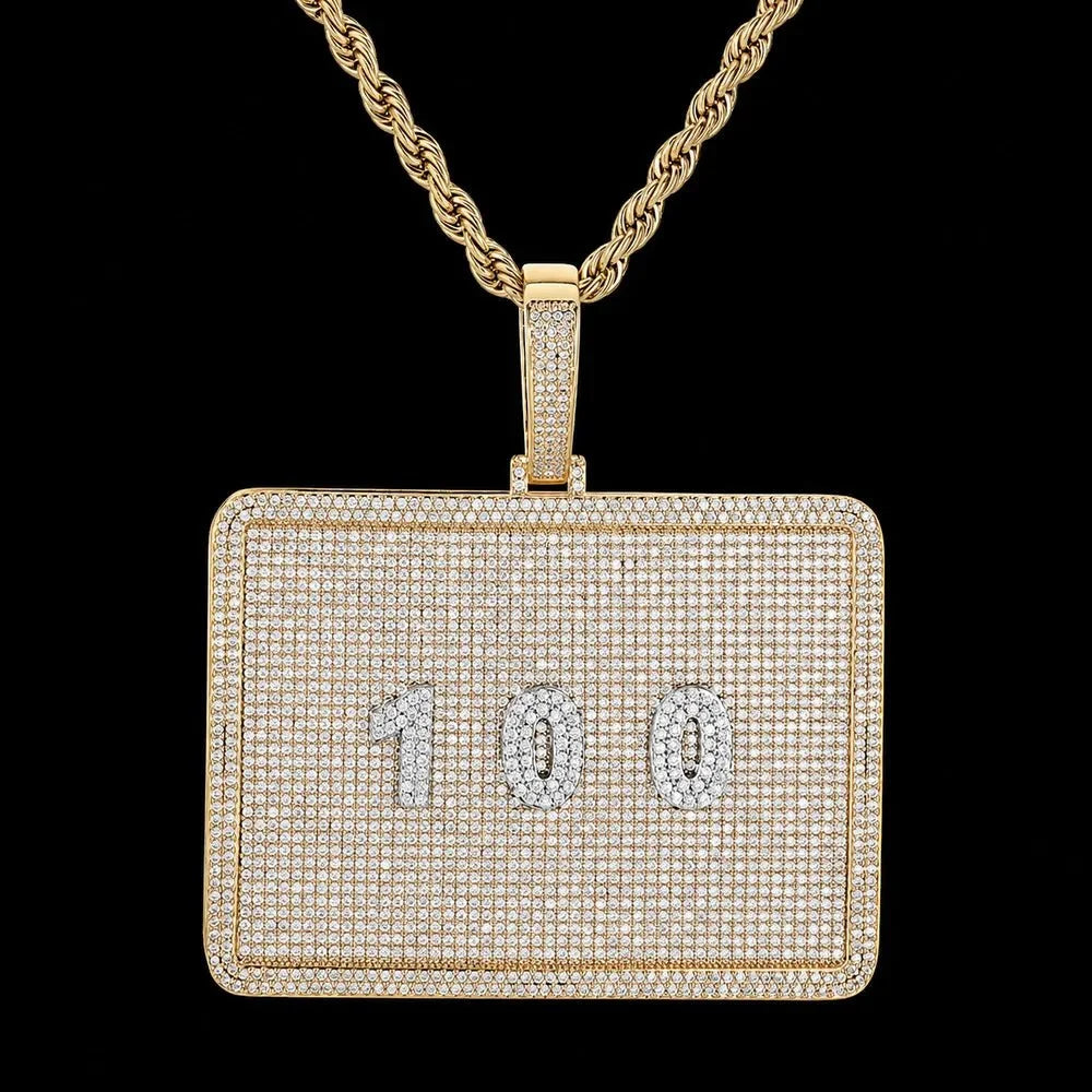 Custom 3D Letter Rectangular Pendant Necklace – 80mm