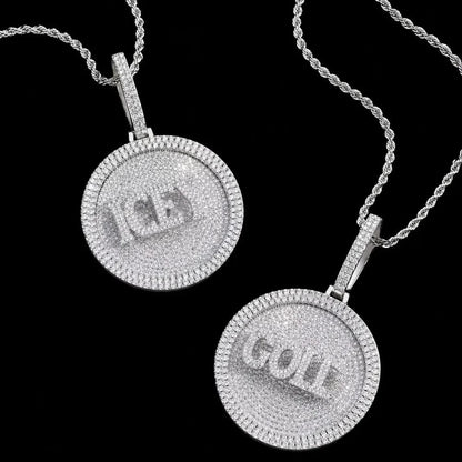 Custom 3D Rotatable Letter Medium Round Disc Pendant – 52mm