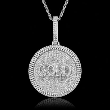 Custom 3D Rotatable Letter Medium Round Disc Pendant – 52mm