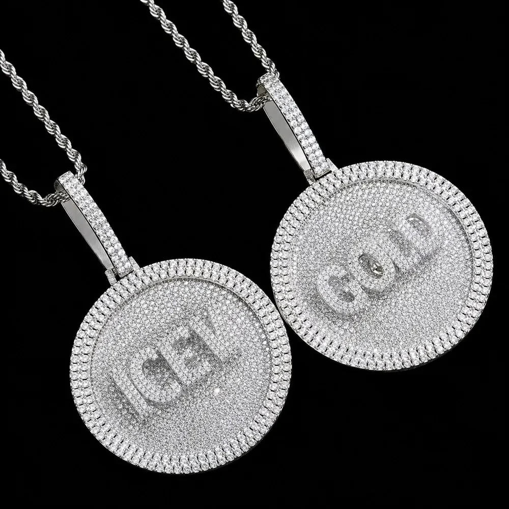 Custom 3D Rotatable Letter Medium Round Disc Pendant – 52mm