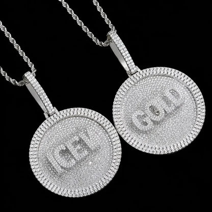 Custom 3D Rotatable Letter Medium Round Disc Pendant – 52mm