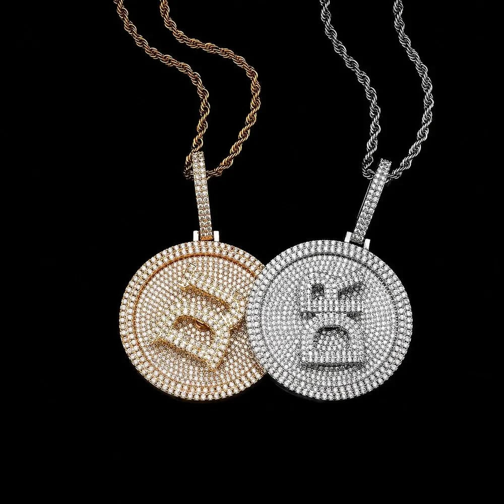 Custom 3D Rotatable Letter Medium Round Disc Pendant – 52mm