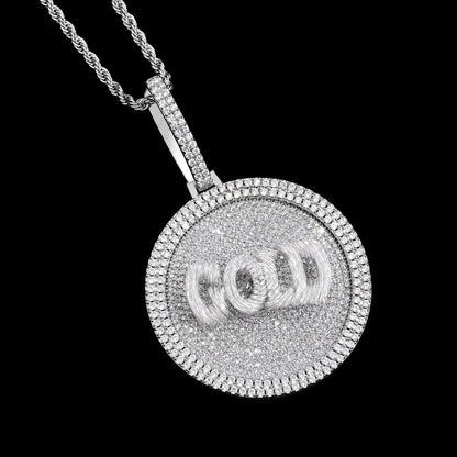 Custom 3D Rotatable Letter Medium Round Disc Pendant – 52mm