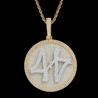 Custom 3D Rotating Letter Large Circular Iced-Out Pendant – 80mm