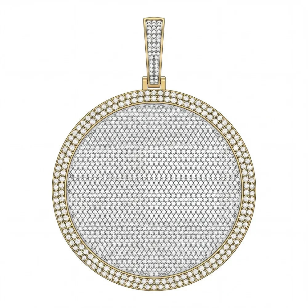 Custom 3D Rotating Letter Large Circular Iced-Out Pendant – 80mm