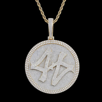 Custom 3D Rotating Letter Large Circular Iced-Out Pendant – 80mm